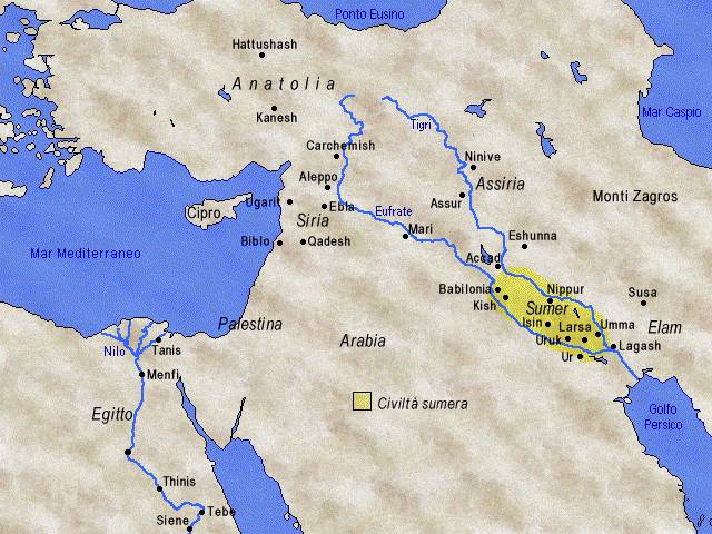 Zona di sviluppo della civilt sumera - 3200-2350 a.C. ca.