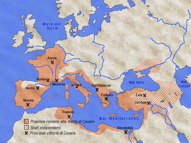 Le principali vittorie di Cesare - prima met� del I secolo a.C.