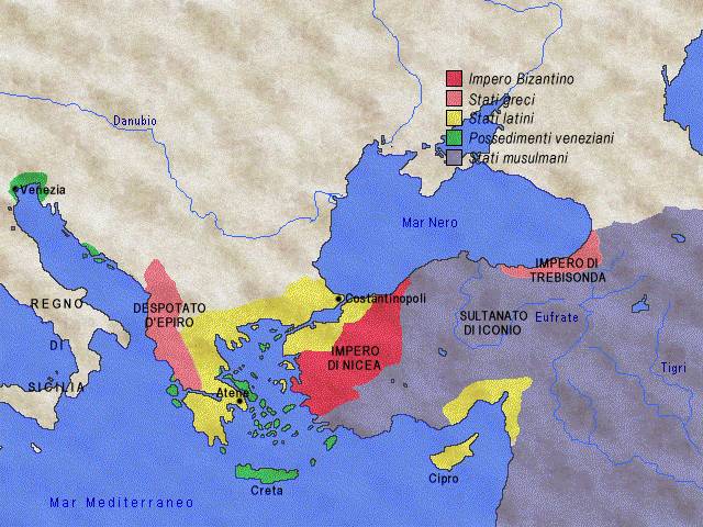 La divisione dell'Impero Bizantino - 1204-1261