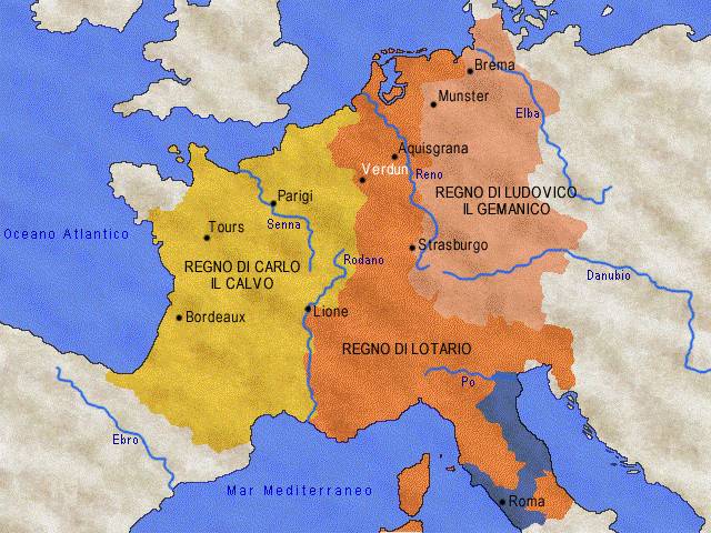 La prima divisione dell'impero: il trattato di Verdun - 843