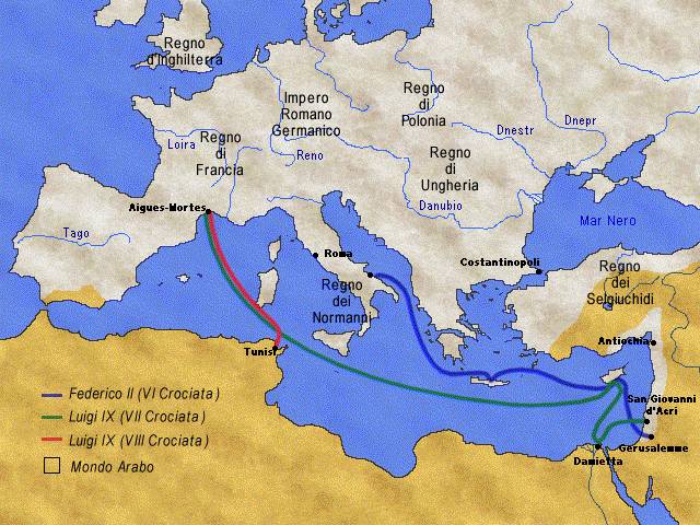 La sesta, settima e ottava crociata - 1228-1229/1248-1254/1270