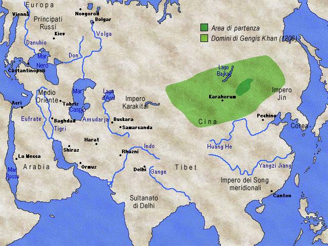 Domini di Gengis Khan verso il 1206