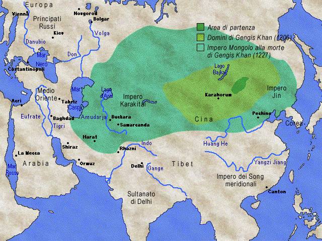 L'impero mongolo alla morte di Gengis Khan - 1227
