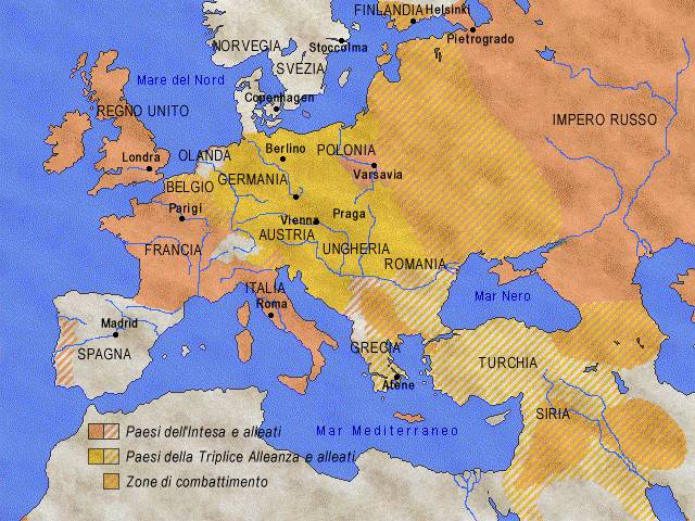 La Prima Guerra Mondiale: le zone di combattimento