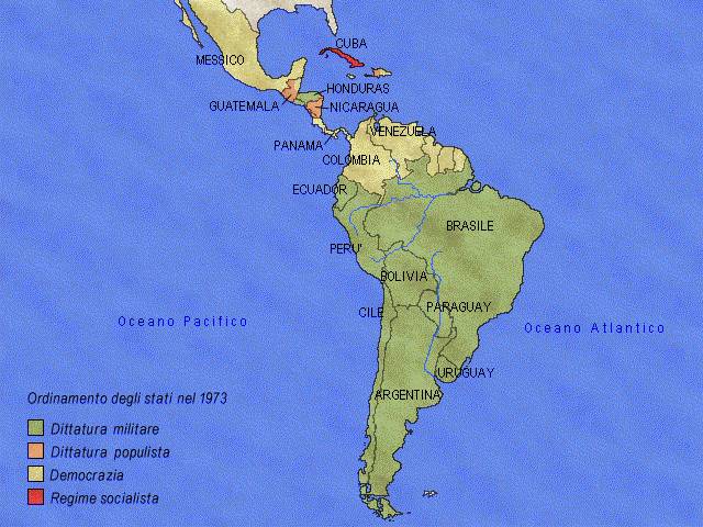 L'America Latina: ordinamento degli stati nel 1973