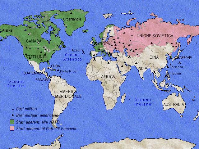 Principali basi militari durante la Guerra Fredda 1945-62